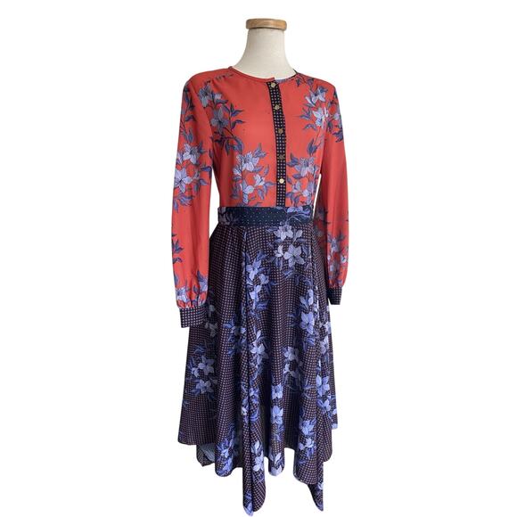 Shoshanna Ainsley Floral Midi Fit Flare Dress Size 10 Anthropologie $595 EC